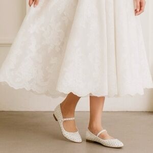 A New Day Issa Flats White Studded Mary Jane Shoes Vegan | Sz 8.5 | New With Box